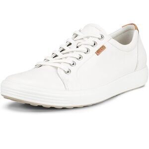 ECCO Soft 7 White Leather Lace-Up Sneaker for Women
